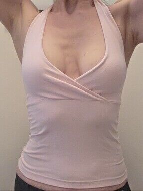 Vintage Capezio Pastel Pink Halter Wrap Front Tank Top Size Small